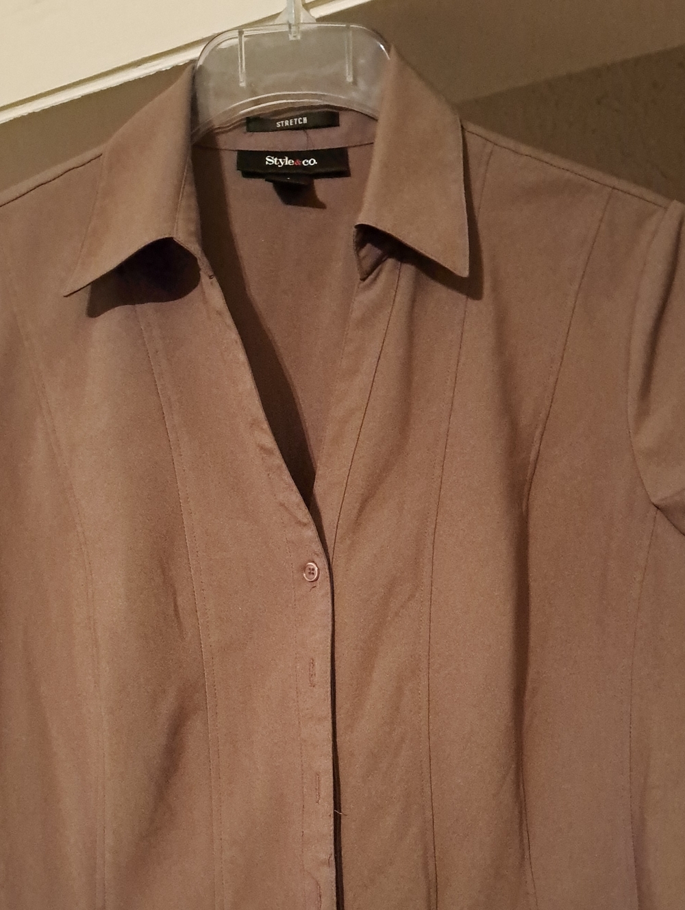 Style & Co. Women's Stretch Dress Shirt in Taupe